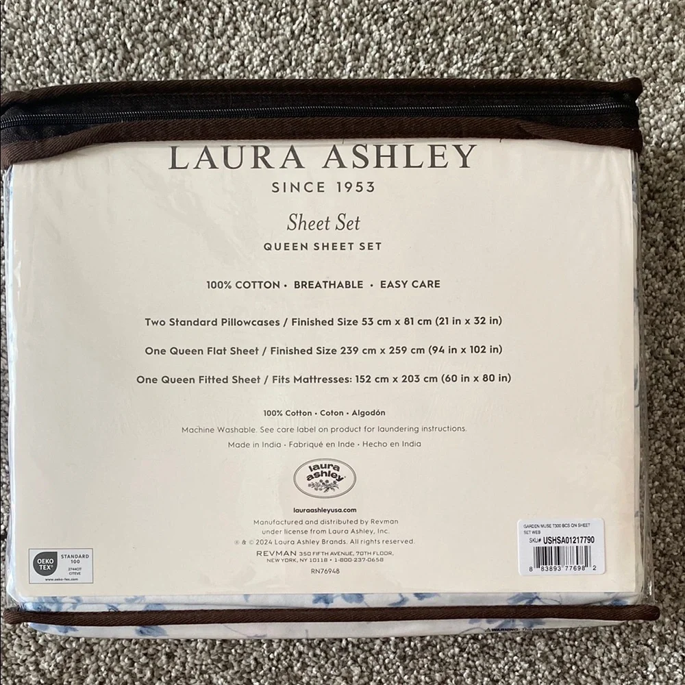 Laura Ashley Blue Floral Sheets Elegant Bedding - Picture 2 of 2